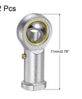 Two Pack One Half Inch Female Rod End Bearing PHSB8 With One Half Twenty Right Hand Thread Self Lubricating Joint Jam Nut Included, 71mm