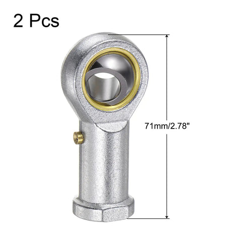 Two Pack One Half Inch Female Rod End Bearing PHSB8 With One Half Twenty Right Hand Thread Self Lubricating Joint Jam Nut Included, 71mm