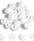 150 Pieces White Waterproof Self Tapping Screw Cap Covers, 12mm Diameter For 7-8mm Screws shown in a pile