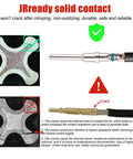 DT Connector Solid Contacts Kit For 14-16 AWG Wire showcasing contact durability and crack resistance with detailed pin and socket images.
