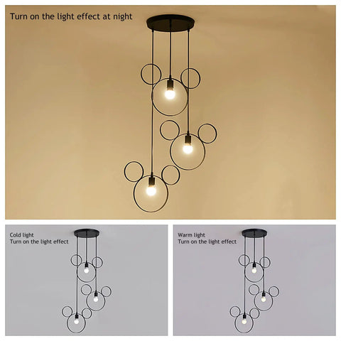 Cartoon Mouse Pendant Light Three Heads Iron Chandelier For Kids Room Kid Friendly Cafe Dining Room Cute Fun Ceiling Lamp Shade