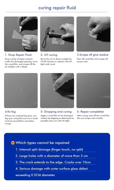 Instructions for Windshield Crack Repair Kit With Vacuum Suction For SUVs Trucks And Windows Delivers Invisible, Long Lasting, Hassle Free Chip And Crack Repair In Minutes Stops Crack Spreading In Just 20 Minutes With Professional Grade Resin And Easy, Clear Finish