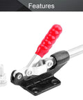 Adjustable Toggle Clamp With Quick Release Push Pull Action, 851 Lbs Capacity, High Carbon Steel GH 304 EM, 180 Degree Handle, Red and Silver Finish, Beefy Heavy Duty Jig Clamp For Woodworking And Metalworking, with clamp screw