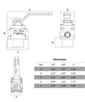 1 Inch Push Fit Isolator Valve Complete Kit Copper Pex Tubing dimensions diagram labeled with measurements and part identifiers.