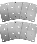 Heavy Duty Corner Brace Brackets Set, Stainless Steel Mending Plates With Holes, 10 Pack displayed in fanned arrangement