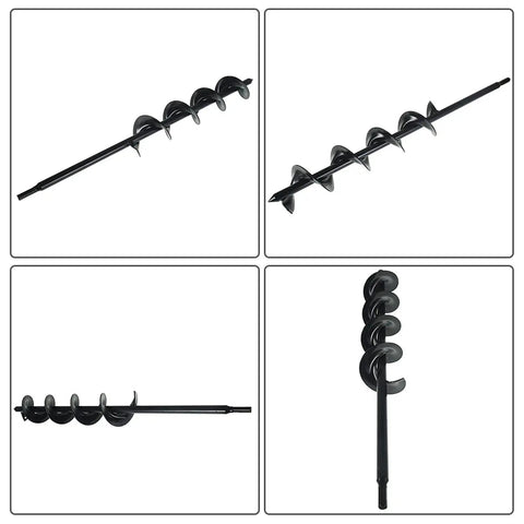 Heavy Duty 3 Inch Wide 24 Inch Long Metal Earth Auger Drill Bit for Garden Planting and Planter Boxes with 3 Eighth Inch Non Slip Hex Shank and Replaceable Carbon Coated Steel Blades