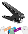 Heavy Duty Slot Punch Handheld Hole Puncher All Metal ID Card Puncher for PVC cards, badges, and tags with adjustable depth.