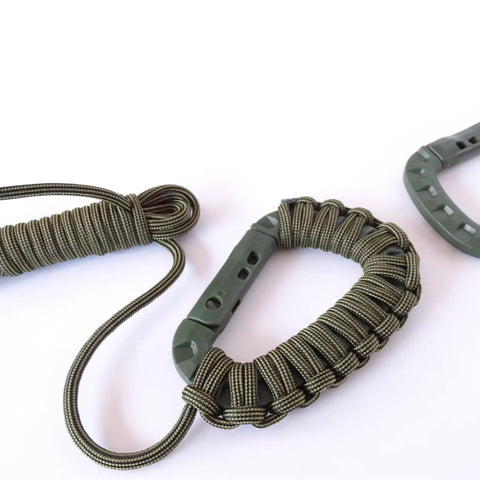 6-Pack Tactical Carabiner Keychain Clips Set Heavy Duty Plastic D-Ring Snap Hook in Army Green for Backpack or Camping Gear