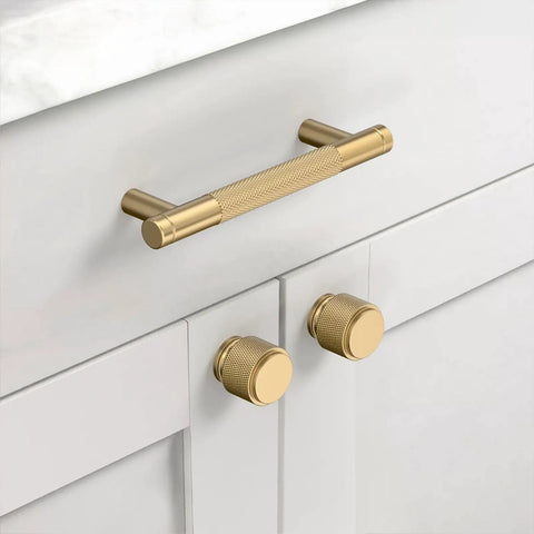 Six Pack Champagne Bronze Cabinet Knobs And Heavy Duty Solid Kitchen Pulls For Cabinets And Dressers Premium Cupboard Hardware Rust Proof Easy Install on white wooden cabinet