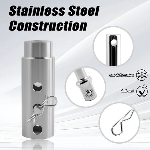 Heavy Duty Trailer Jack Drill Adapter For RV And Camper Sets Up With One Inch Drive Shaft made of stainless steel.