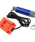 Heavy Duty Cordless Diesel Transfer Pump 40-60 L/min Fast Flow Oil Water Submersible Battery Powered Portable Refill Unit For Farms Jobsites with blue cylindrical body and orange switch.