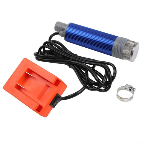 Heavy Duty Cordless Diesel Transfer Pump 40-60 L/min Fast Flow Oil Water Submersible Battery Powered Portable Refill Unit For Farms Jobsites with blue cylindrical body and orange switch.