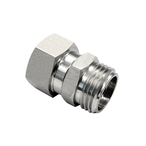 304 Stainless Steel Garden Hose Swivel Connector 360 Degree Three Quarter GHT Male To Female Adapter Joint Anti Twisting Kink Pack Of 2 Durable Lead Free Corrosion Resistant Fittings, close-up