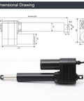 Rock Solid Electric Linear Actuator DC 12V Beefy Telescopic Lifting Rod with detailed dimensions and view for massage couches.