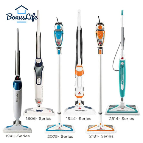 Several Bissell PowerFresh steam mops including the 1940 series, compatible with 4 Pack Microfiber Scrubby Mop Pads For PowerFresh 1940 Steam Mop Replacement