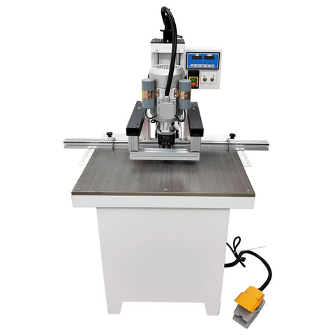 Front view of 3-In-1 Vertical And Horizontal Drilling Machine For Cabinet Hinges And Connector Holes, Heavy-Duty Dual 1.5KW Motors