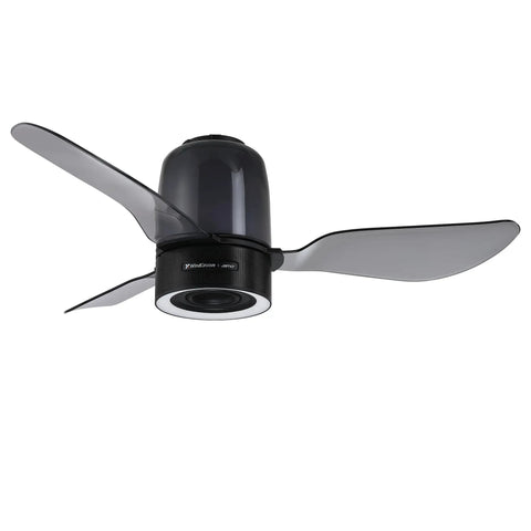 48 Inch Smart Ceiling Fans with Lights and Remote/ App, 2.1 Speaker System with sleek design and translucent blades.