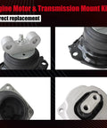 Engine Motor & Transmission Mount Kit showing direct replacement components for Chrysler 300 Dodge Challenger, heavy duty rubber and metal parts.