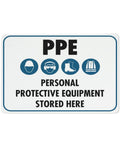 Heavy Duty Aluminum Warning Sign 8x12 Inch For PPE Storage And Safety Compliance, Personal Protective Equipment Symbol, UV Ink Printed