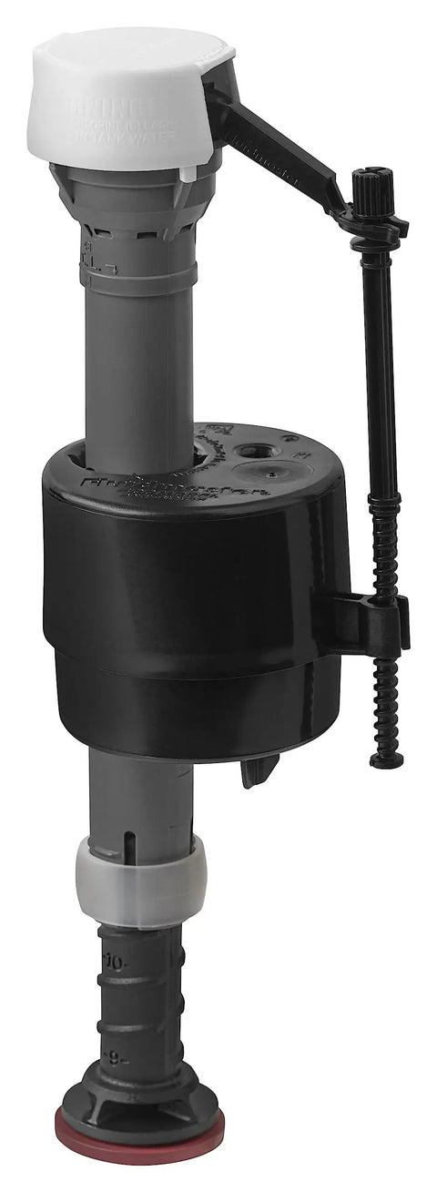 Silent Fill Toilet Valve Kit With Adjustable Fill Rate Inserts for Kohler Class 5 Toilets, black and gray design