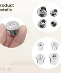 Pro Grade 40 Piece Carbon Steel Dowel Alignment Pins Set held in hand and displayed in various sizes for woodworking projects