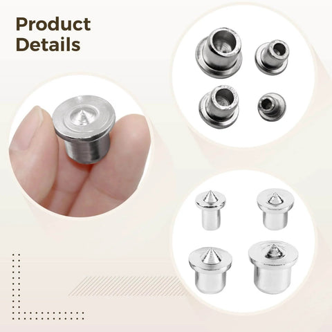 Pro Grade 40 Piece Carbon Steel Dowel Alignment Pins Set held in hand and displayed in various sizes for woodworking projects