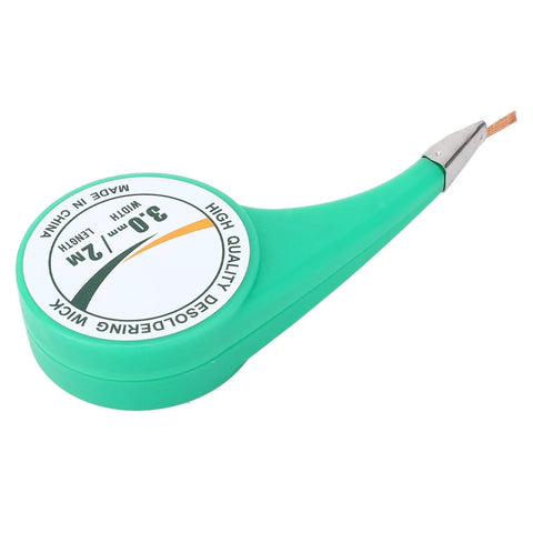 Must Have Pro Grade Desoldering Wick With Flux Brass Braided Solder Removal Tool 6.56 Ft Length 0.12 In Width, green holder