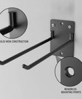Iron Wall Mount Tool Rack For Garage, Heavy Duty Metal Organizer for shovels, black finish, secure wall mounting screws