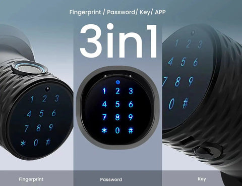 Biometric Fingerprint Door Knob with Keypad Lock and Large Sensor No Keys Needed Keyless Entry Handle 0.2s Unlock
