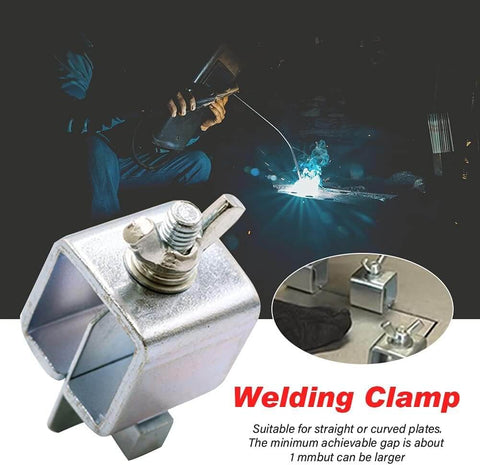 8 Pcs Butt Welding Clamps For Edge To Edge Welds, Auto Body Sheet Metal Clips in use, highlighting the welding process and clamp features.