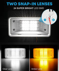 Bright 320 Lumen RV Exterior Porch Light With Switch 12V Replacement LED for Campers with removable clear and amber lenses