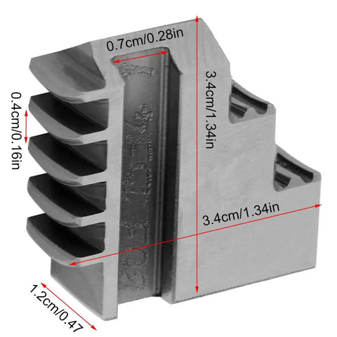 Heavy Duty 3 Piece Outside Lathe Chuck Set Featuring Self Centering Mini External Jaws in silver metal, measuring 3.4cm x 1.2cm.