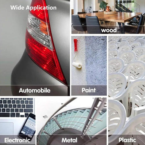 Kick Your Woodworking Up A Notch With These 100 Pcs 5 Inch Hook And Loop Sanding Discs shown in application on automobile, wood, paint, metal, and plastic.