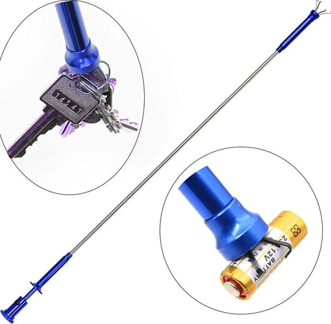Flexible 24 Inch Claw Pickup Tool With Magnet And Led Light 4 Claws Grabber For Hard To Reach Parts Magnetic Picking Tool For Small Parts Great Gift For Dad Boyfriend Valentines Day Birthday Christmas Blue