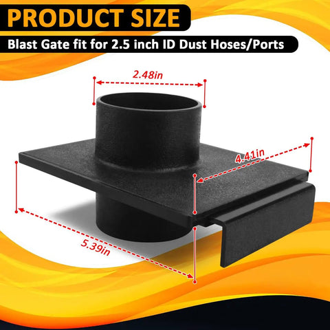 Badass Heavy Duty 2.5 Inch Dust Collection Blast Gate With Killer Airflow Control Design dimensions 2.48in x 4.41in x 5.39in.