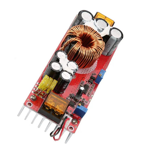 Beefy 1500W Boost Converter DC To DC Step Up Module with coil and capacitors, red circuit board, non-isolated industrial grade