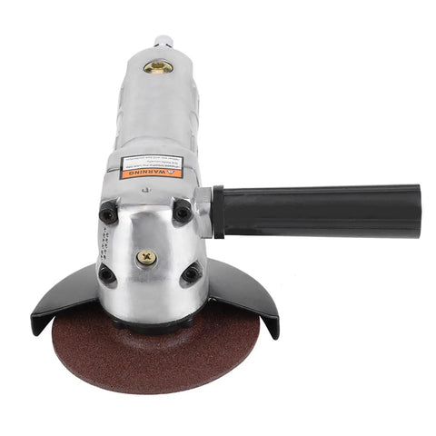 Badass Pneumatic Angle Grinder 11000 RPM Knockout Grinding And Polishing Tool front view showing aluminum body and grinding disc.