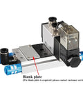 Manifold Kit For 4V110 4V210 4V310 Pneumatic Solenoid Valves, 100M 200M 300M 400M Sizes, Air Exhaust Plate Base With Accessories, Seals And Screws, Easy Install For Industrial Pneumatic Systems, showcasing blank plate and connectors.