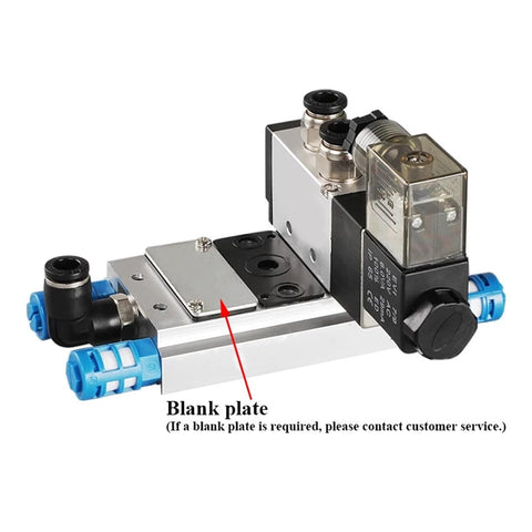 Manifold Kit For 4V110 4V210 4V310 Pneumatic Solenoid Valves, 100M 200M 300M 400M Sizes, Air Exhaust Plate Base With Accessories, Seals And Screws, Easy Install For Industrial Pneumatic Systems, showcasing blank plate and connectors.