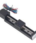 Heavy Duty Linear Slide Guide Rail 100mm Stage Actuator Boasting Aluminum Alloy Chassis And T6x4 Electric Motor visible with wiring.