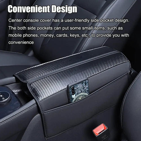 Nissan Rogue Leather Center Console Armrest Cover With Side Pockets Fits 2021 2022 2023 2024 2025 2026 PU Leather Scratch Resistant