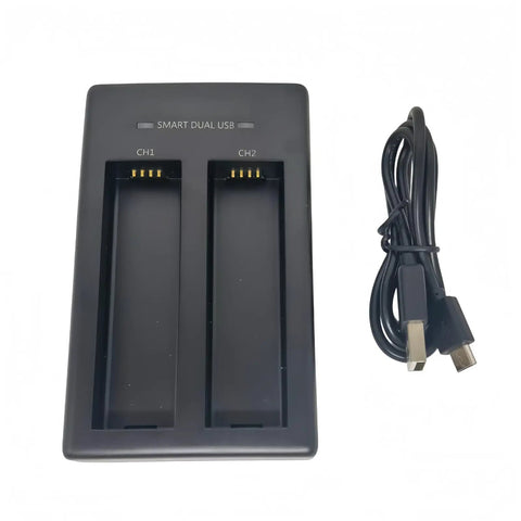 Dual Bay USB Battery Charger Box For 5V Batteries Fast Simultaneous Charging Lightweight Portable Dock With Smart Safety Protections