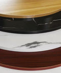 Thick 80cm Lazy Susan Turntable With Black Wood Grain Base Slays As Slick Rotating Dining Tray showing different materials and finishes.