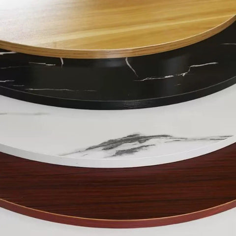 Thick 80cm Lazy Susan Turntable With Black Wood Grain Base Slays As Slick Rotating Dining Tray showing different materials and finishes.