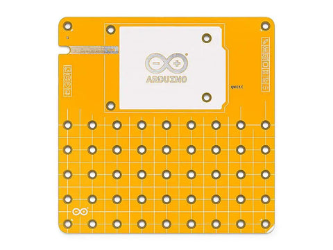 Yellow Arduino board included in Plug And Make Starter Kit For Beginners Easy Start To Build Connected Projects And Learn Electronics.
