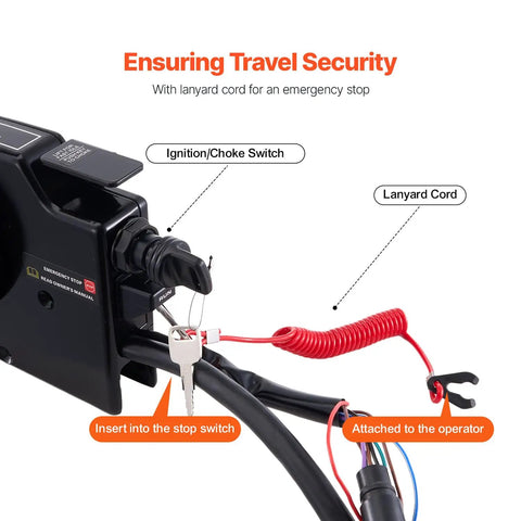 Side Mounted Outboard Remote Throttle Control Box With Power Trim Switch And Lanyard 16.3 Ft Harness detail view