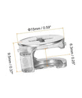 Rock Solid Cam Lock Nuts For Heavy Duty Furniture Sets Nickel Plated Zinc Alloy Dowel Binders, 15mm size showing dimensions.