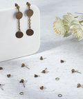 Antique Bronze Ball Stud Earring Findings Set With Horizontal Loops Ear Nuts And Iron Jump Ring 40 Pcs For Jewelry Making 15mm DIY Craft Supplies Kit Essentials, brass earrings