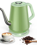 Gooseneck Electric Kettle 0.8L With 1200W Quick Boil, Stainless Steel, Auto Shut Off, Precision Pour Over Kettle For Coffee Nerds And Tea Lovers, Perfect For Small Kitchens, RVs And Travel, Green