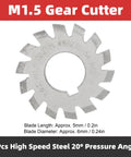 M1.5 gear cutter from 8 Piece Gear Cutter Set HSS Milling Cutters With 20 Degree Pressure Angle For Gear Machining Pro Grade Tools